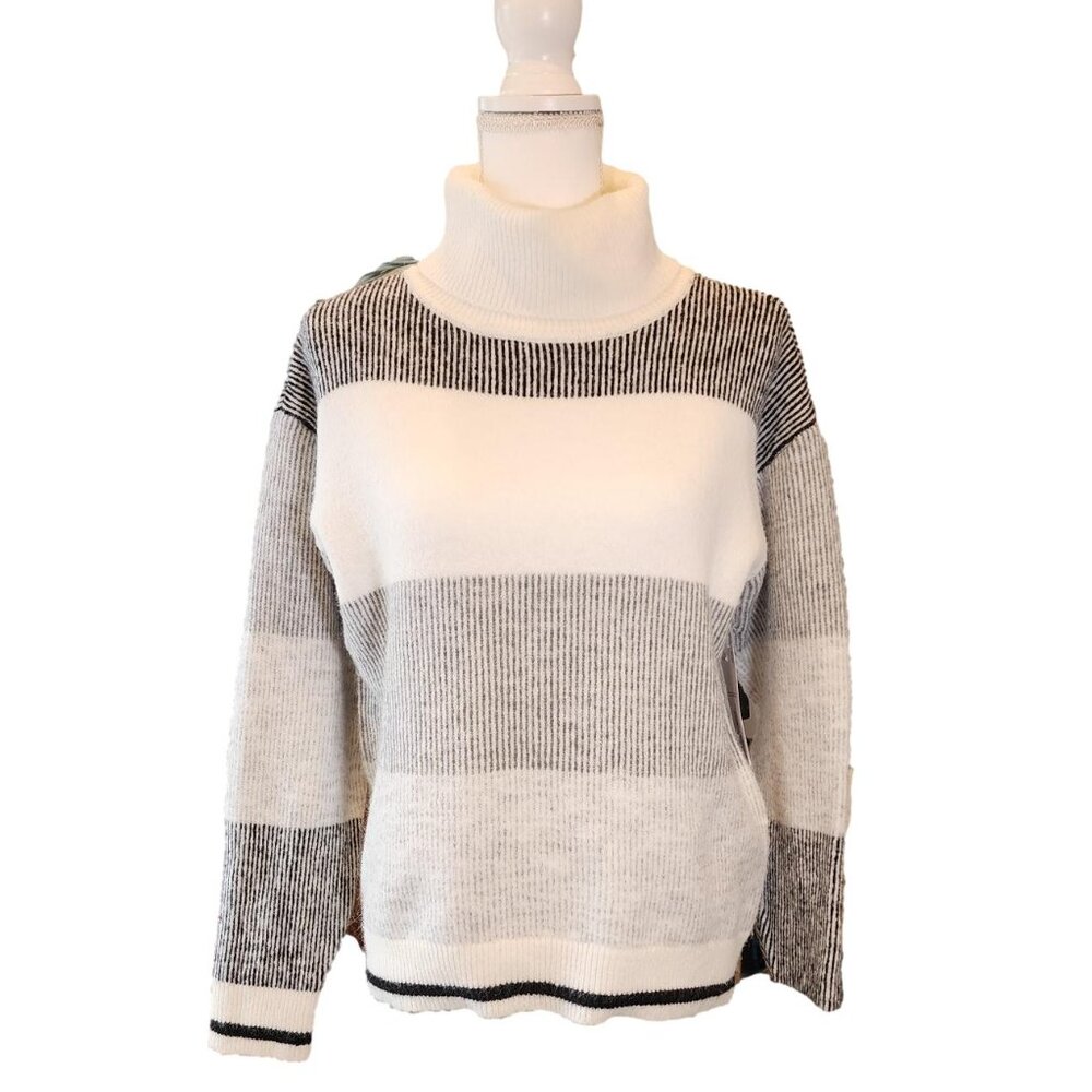 Liz Claiborne Cashmere-feel Knit Sweater - Black, Grey, and White. NWT - Size M